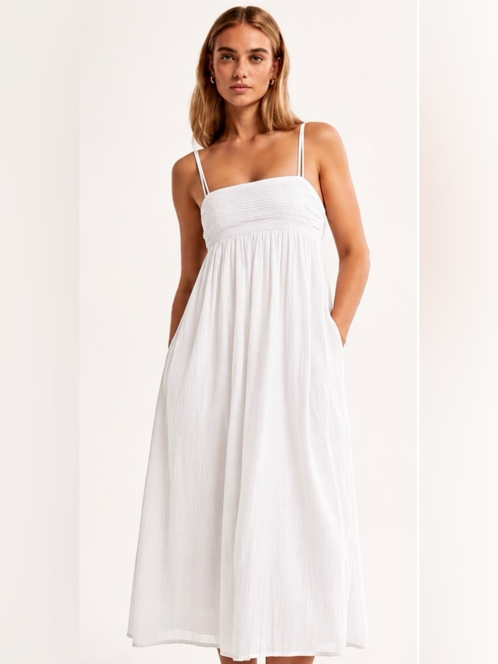 Abercrombie & Fitch White Spaghetti-Strap Maxi Dress